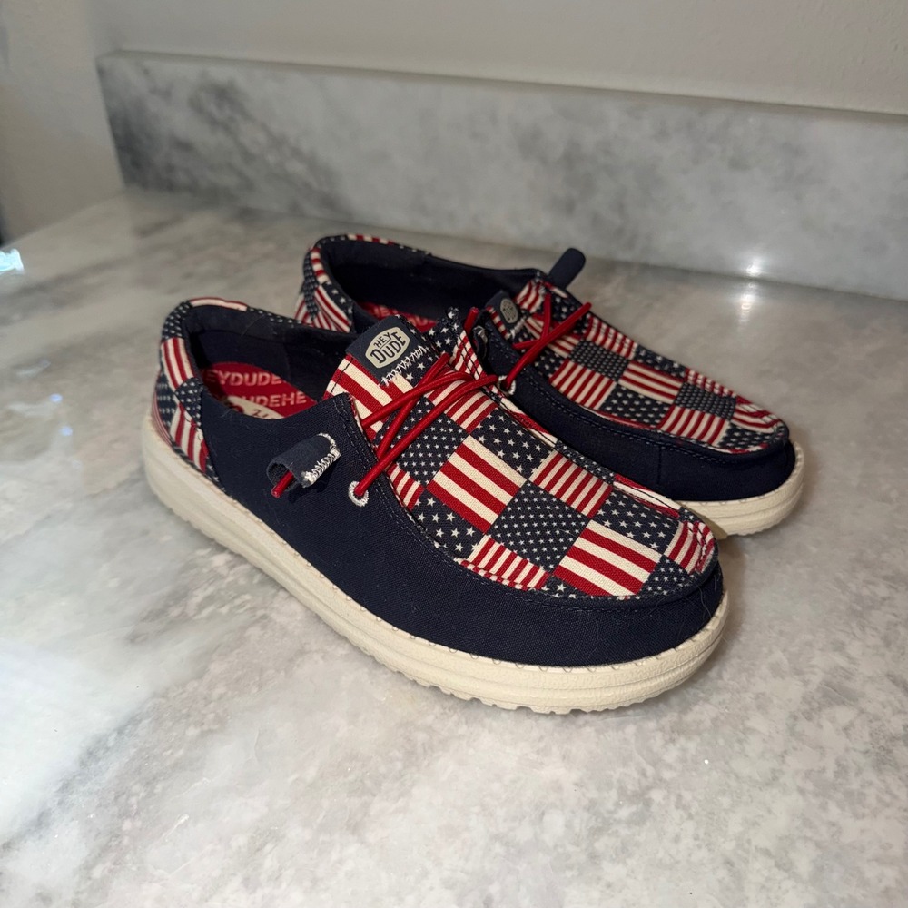 Hey Dude Wendy Funk Americana Bandana American Flag Shoes Womens 6 41097-6VX